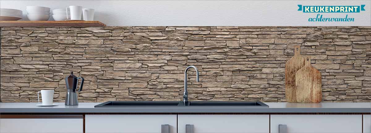 beige-stone-wall-keukenprint